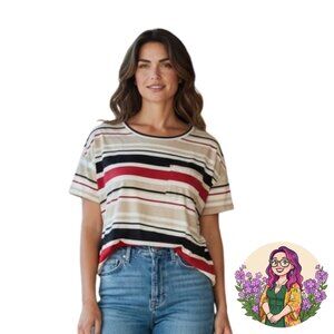 Van Heusen XL Blouse Red Black Women Top Office Business Casual Career Fashion